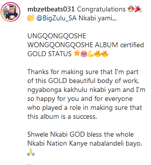 Big Zulu'S Ungqongqoshe Wongqongqoshe Album Attains Certified Gold Status 3
