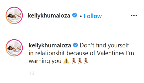 Watch Kelly Khumalo Warn Against &Quot;Relationshit&Quot; On Valentine'S Day 2
