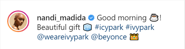 Nandi Madida Receives Stunning Icy Park Merch From Beyoncé 2