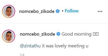Nomcebo Zikode'S Encounter With Anele Mdoda Thrills Fans 2