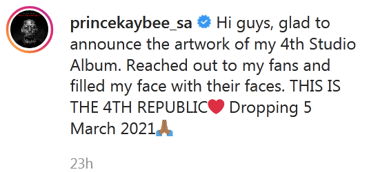 Prince Kaybee Shares Artwork Of Upcoming “The 4Th Republic” Album 2