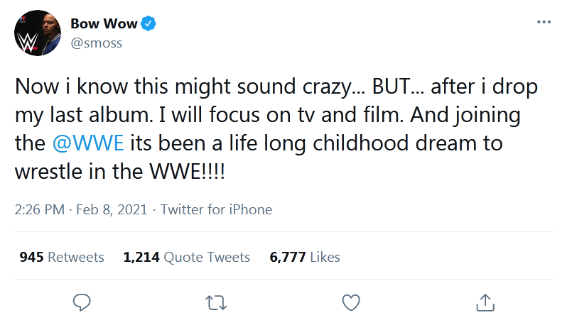 Bow Wow Quitting Music For The Wild World Of Wwe, To Fulfill &Quot;Childhood Dream&Quot; 2