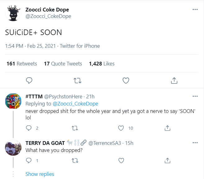 Zoocci Coke Dope To Drop New Project Tagged &Quot;Suicide&Quot; 2