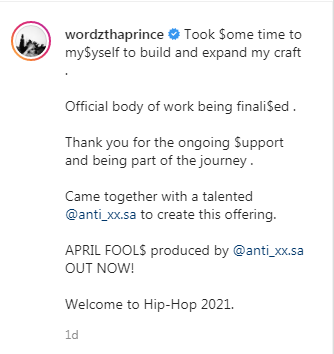Ahead Of Album, Wordz Unleashes New Single &Quot;April Fool$&Quot; | Listen 2