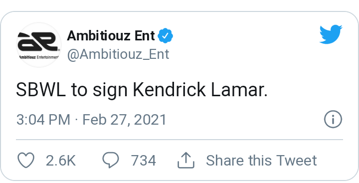 Ambitiouz Entertainment Reveals Ambitious Plans For Kendrick Lamar 2