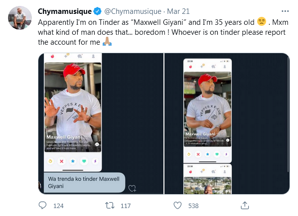Chymamusique Calls Out Tinder Impersonator 2