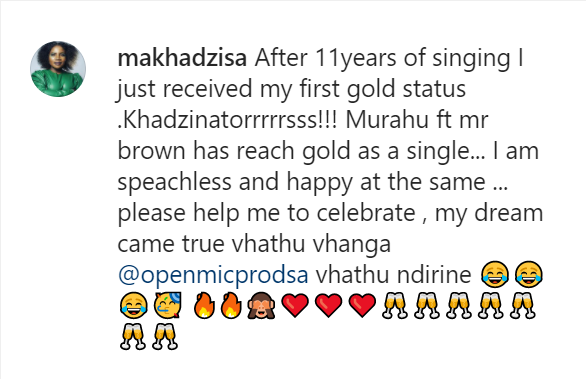 Makhadzi Goes Gold For The First Time With Murahu After 11 Years Of Singing 5