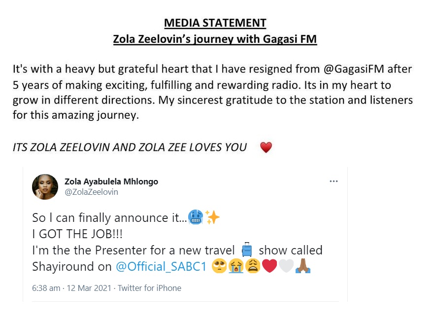 Prince Kaybee'S Boo Zola Mhlongo Resigns From Gagasi Fm For New Gig 2