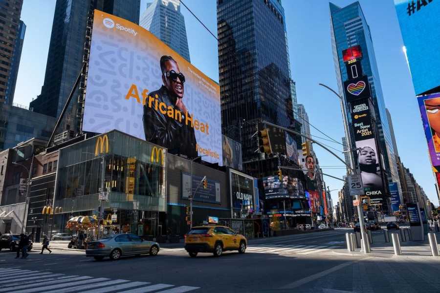 Rave Of The Moment Lady Du &Amp; Focalistic Spotted Featured On New York Time Square Billboard 5