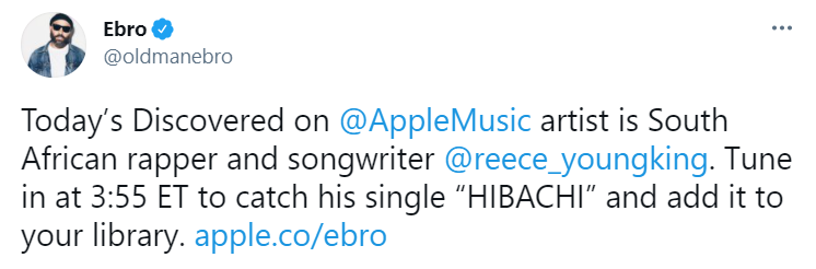 Apple Music'S Ebro Darden Shouts Out A-Reece Over &Quot;Hibachi&Quot; 2