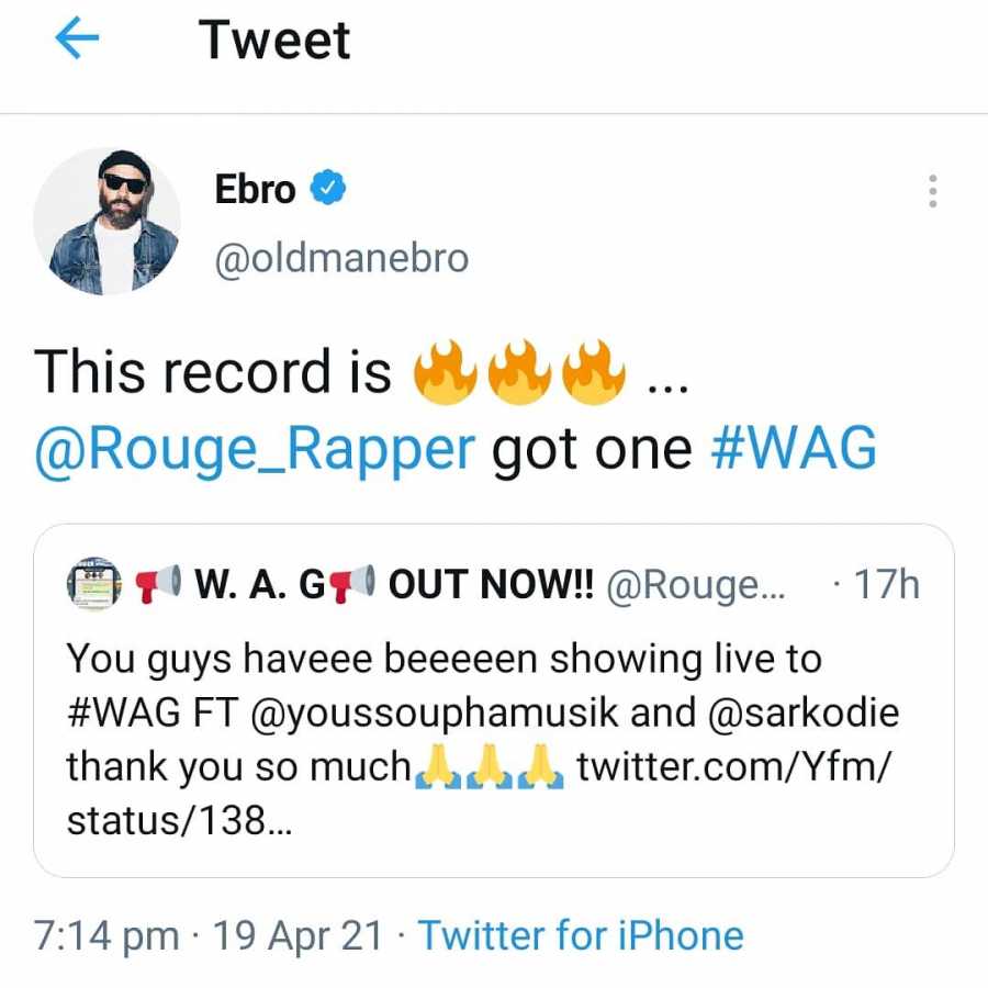 Ebro Darden Is Feeling Rouge'S Latest Song &Quot;W.a.g&Quot; Featuring Sarkodie &Amp; Youssoupha 2