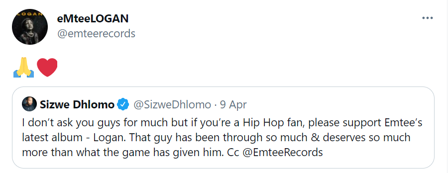 Emtee Reacts To Love From Sizwe Dhlomo 2