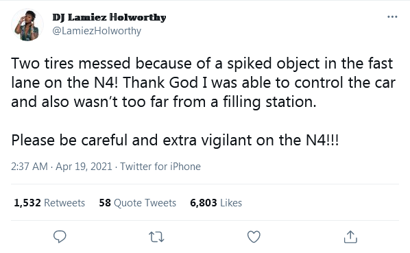 Lamiez Holworthy'S Scary Experience On The N4 2