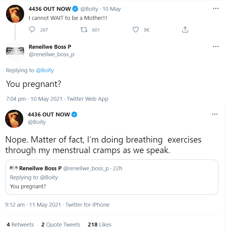 Boity Reacts To Alleged Pregnancy 2