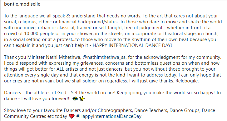Bontle Modiselle Replies To Minister Nathi Mthethwa As He Celebrates Dancers 3
