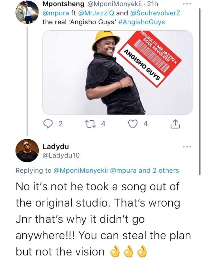 Dj Lady Du Calls Out Mpura For Stealing Angisho Guys Before Cassper Nyovest Release 2