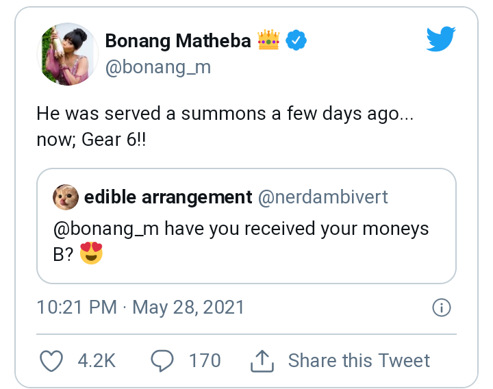 Bonang Updates Fans On Her R500K Suit Against Rea Gopane 2