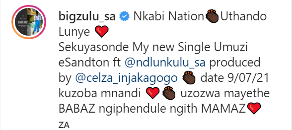 Big Zulu To Release 'Umuzi Esandton' Featuring Lwah Ndlunkulu This Friday. 2