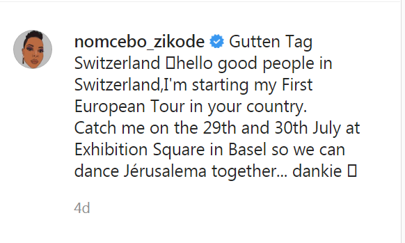 Nomcebo Begins European Tour Soon 2