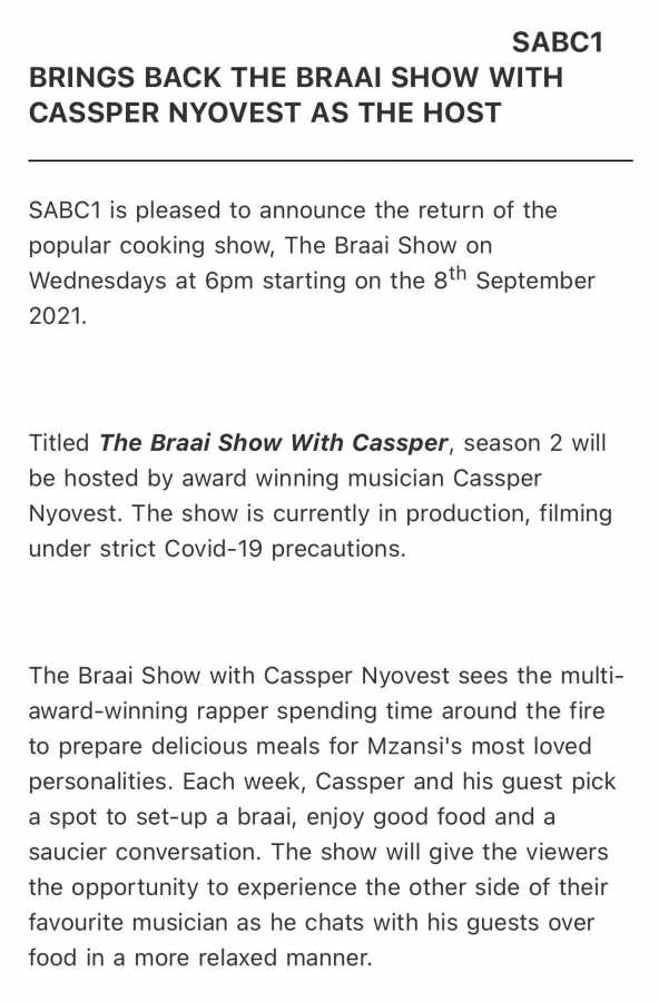 Aka Upset As Cassper Nyovest Is Unveiled As Host For The Braai Show Season 2 2