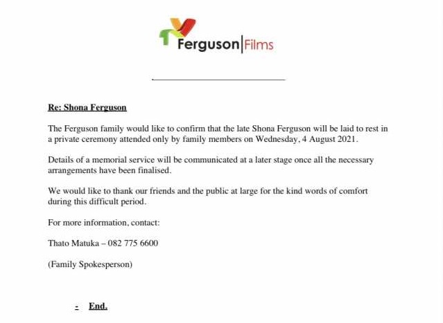 Here Are The Details Of Shona Ferguson’s Funeral Service 2