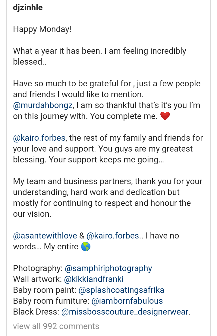 Dj Zinhle'S Heartfelt Note To Who Made The Year A Blessing 3