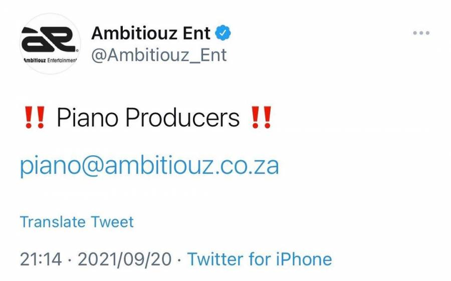 Ambitiouz Entertainment In Desperate Need Of Amapiano Producers 2