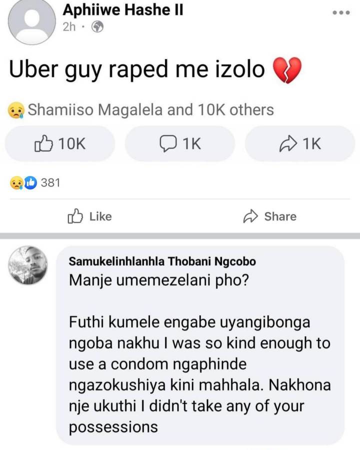 Uber Driver Raped Passenger, Asks To Be Praised For Using Condom 2