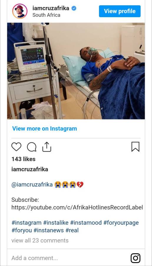 Cruz Afrika Hospitalized, Writes Mzansi From Hospital Bed 2