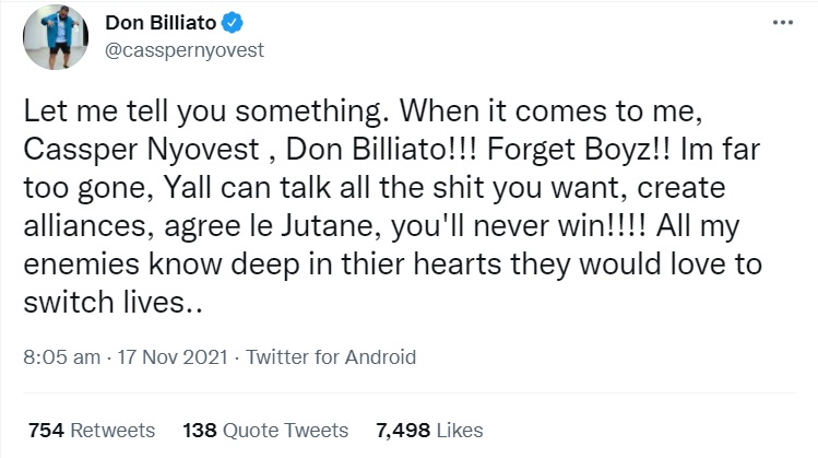 &Quot;Don Blockiato&Quot; - How Cassper Nyovest Got A New Name On Twitter 2