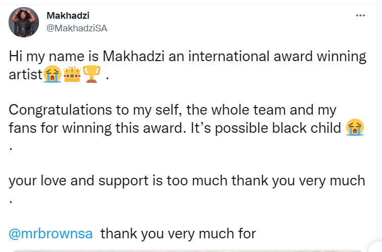 Makhadzi Clinches First Afrima Award 2