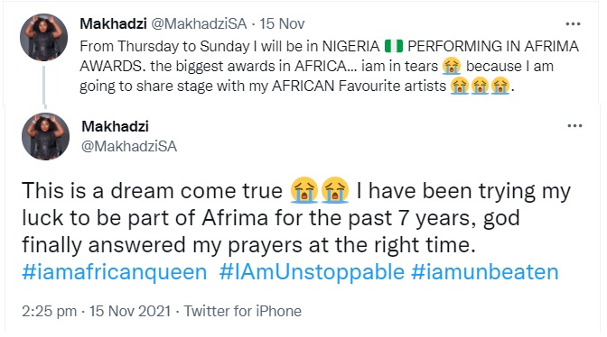 Makhadzi Is Emotional About Performing At Afrima 2021 2