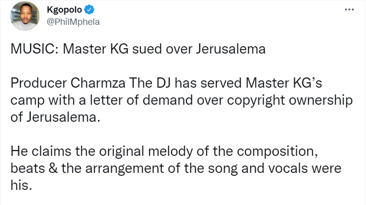 Master Kg In Legal Mess Over 'Jerusalema' Copyrights 2