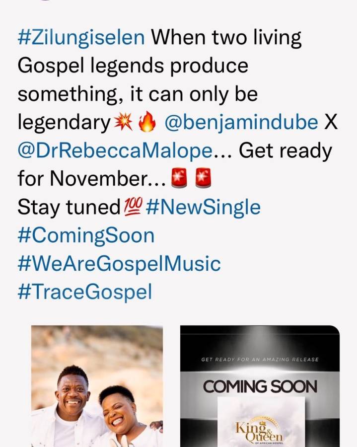 Rev. Benjamin Dube And Dr. Rebecca Malope Link Up For Zilungiselen’ (Get Ready) 2
