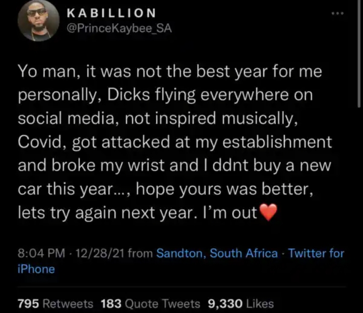 2021 Was A Tough One For Prince Kaybee, Here'S How 2