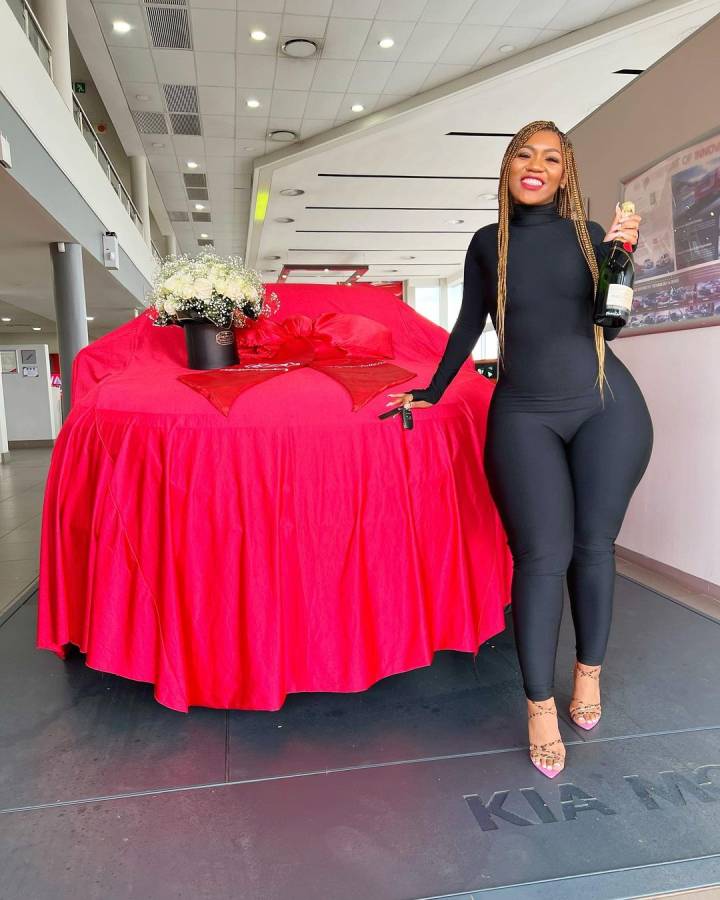 Mzansi Celebrates Thembi Matroshe As She Acquires Her First Car 4