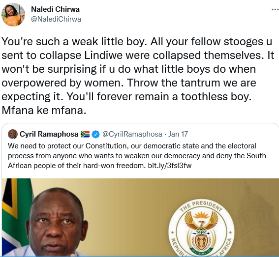 &Quot;You Are Such A Weak Little Boy&Quot;, Naledi Chirwa To President Cyril Ramaphosa 2