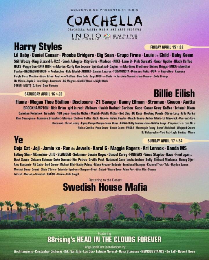 Harry Styles, Ye, Billie Eilish, To Headline Coachella 2022 In April 2
