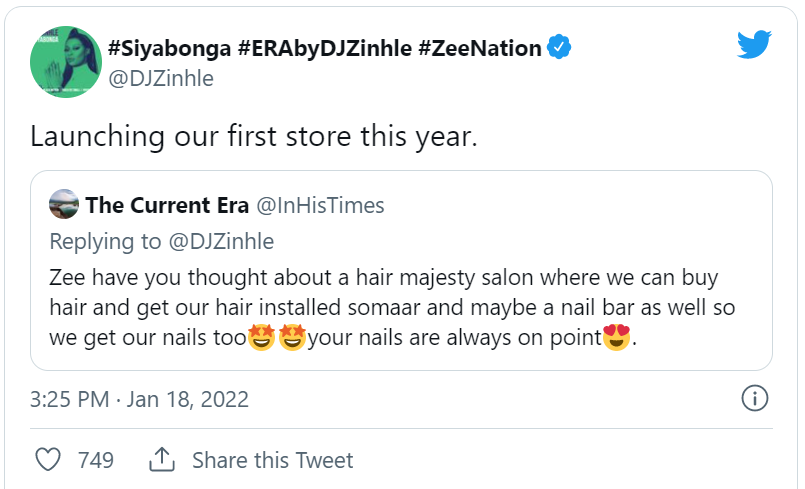 Dj Zinhle Launching Hair Salon Soon 2