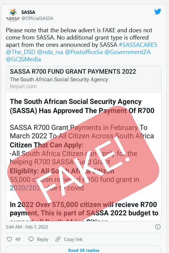 Sassa Dismisses Reported Claims Of Grant Increase From R350 To R700 2