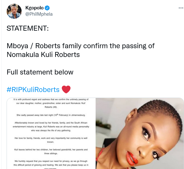 Tributes Rain For Kuli Roberts, Dead At 49 - Family Shares Statement 8
