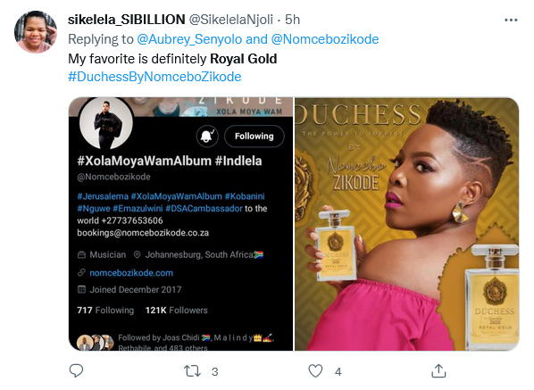 Fans Proceeded To Vote Nomcebo Zikode'S &Quot;Royal Gold&Quot; As Their Favourite Fragrance 2