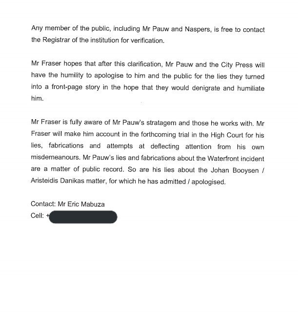Arthur Fraser Dismisses &Quot;Egregious&Quot; Claims By Jacques Paw Of City Press, Demands Apology 4