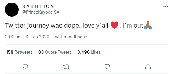 Prince Kaybee Quits Twitter Leaving Fans Worried 2
