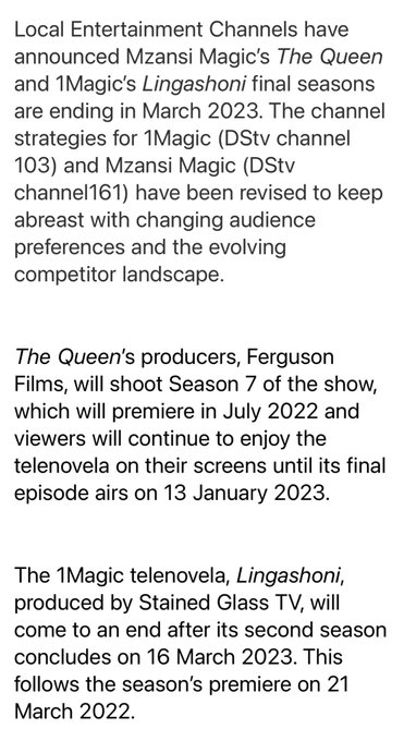 Dstv Announces The Cancellation Of The Queen And Lingashoni 3