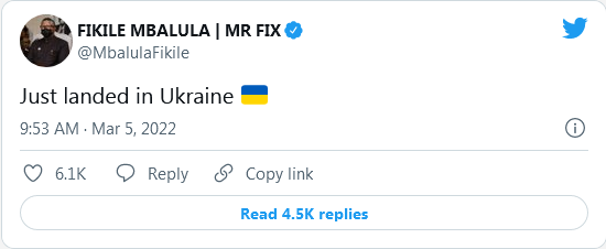 Fikile &Quot;Mr Fix&Quot; Mbalula Lands In Ukraine 2