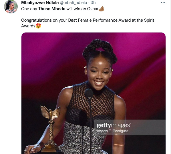 Thuso Mbedu Wins The Spirit Award For Best Female Performance, See Full List Of Winners 7