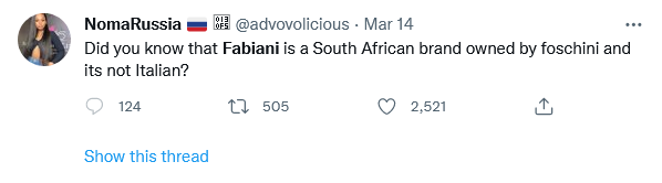 Mixed Reactions As Mzansi Finds Out That Fabiani Is Local Brand, Not Italian 2