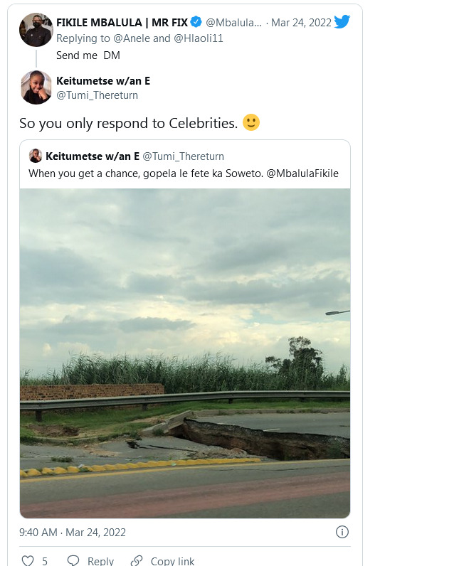 Anele Mdoda Cries Out To Fikile Mbalula As Potholes Destroy Her Tyres, Minister Roasted For Quick Response 10