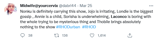 #Rhodurban: Mabusi Called A Queen, But Viewers Unimpressed With Laconco, Thobile 5